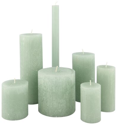 rustieke kaarsen lichtgroen - 1000015365 - HEMA