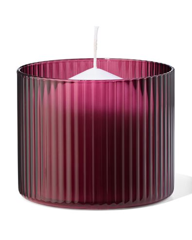 glas voor geurkaars S ribbel donkerrood - 13507526 - HEMA