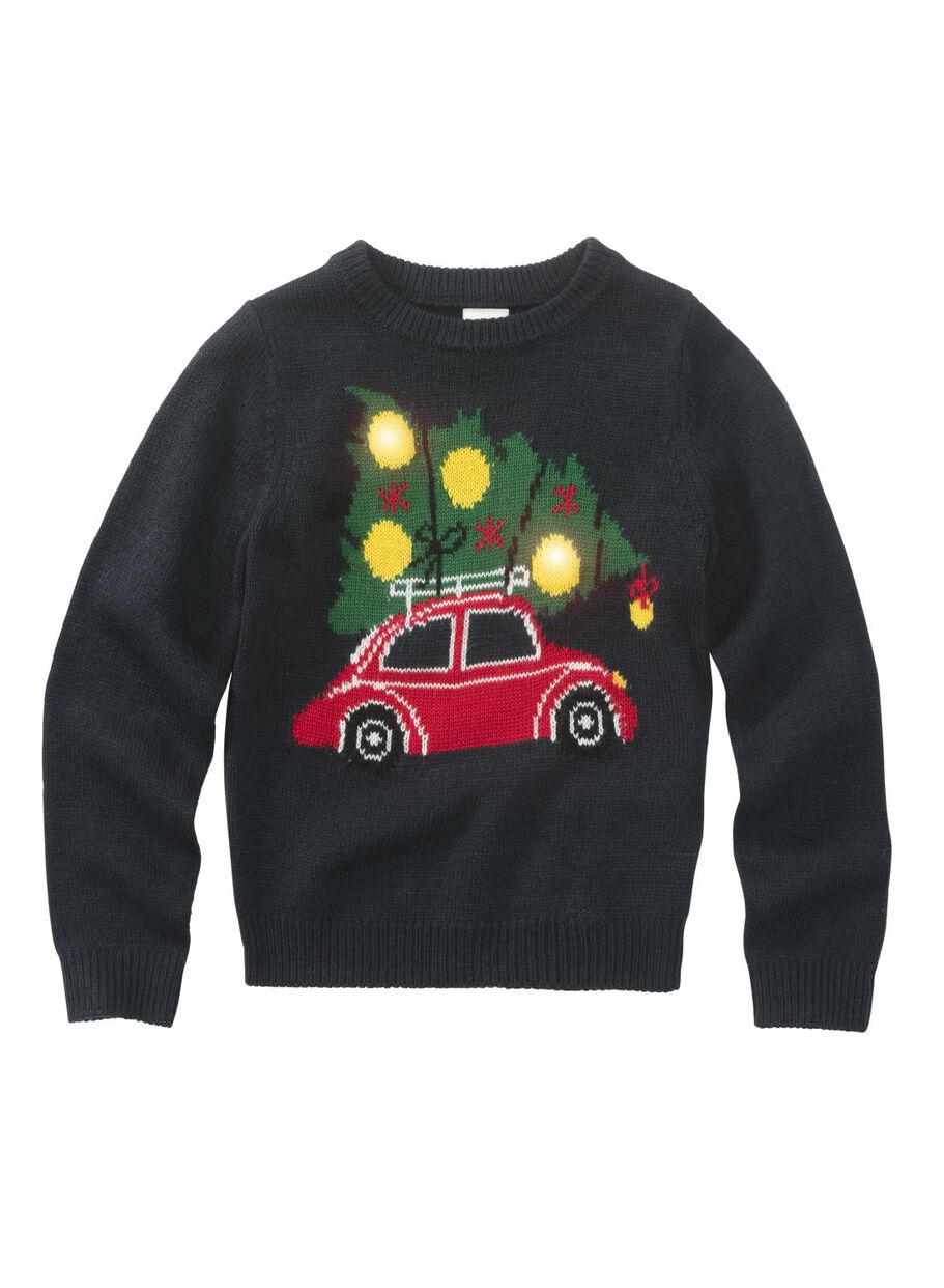 Kindertrui Met Lampjes Donkerblauw Hema