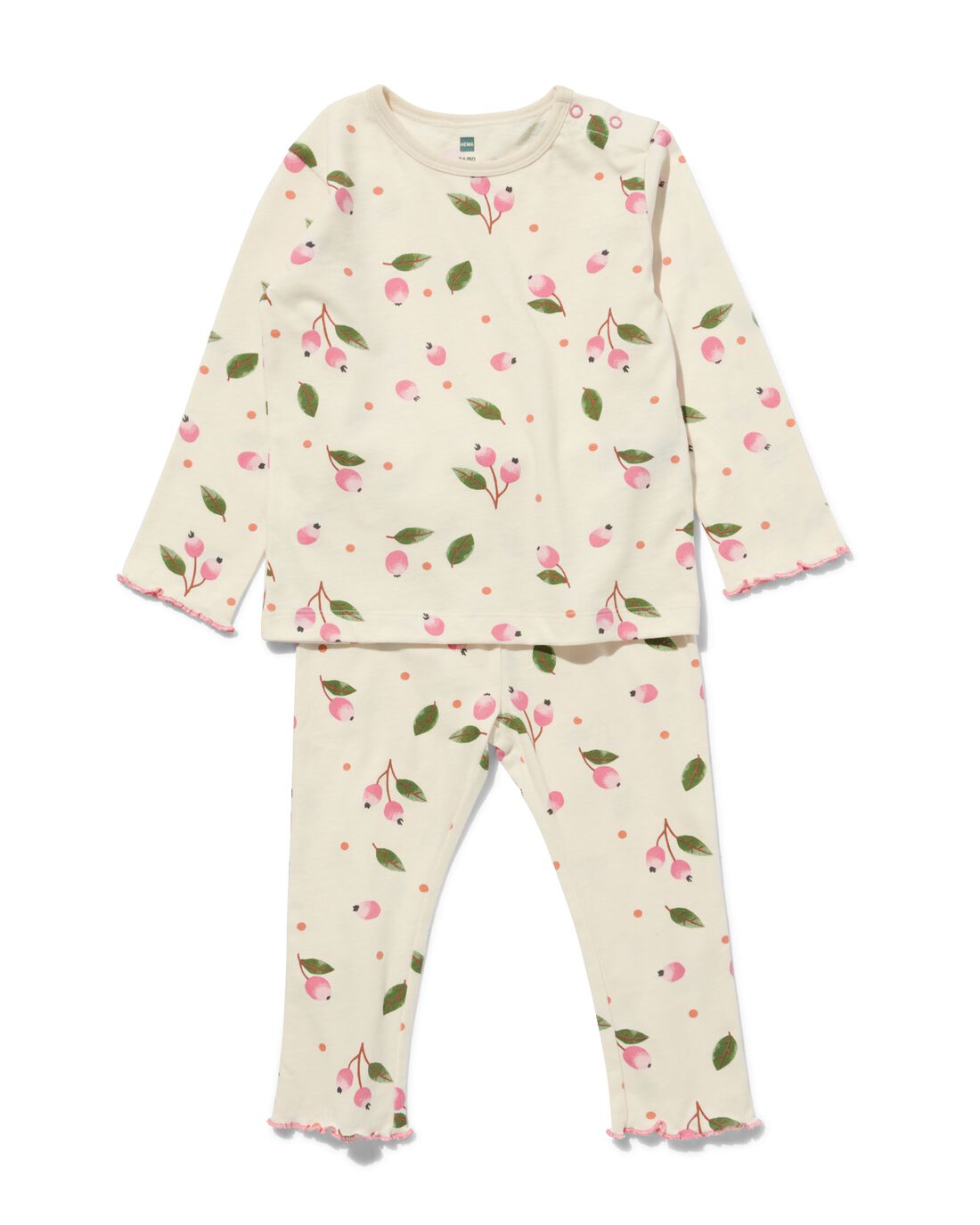 HEMA Baby Pyjama Katoen Rozenbottel Gebroken Wit (gebroken wit)