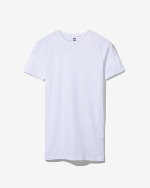 heren t-shirt slim fit o-hals extra lang wit XL - 34276846 - HEMA
