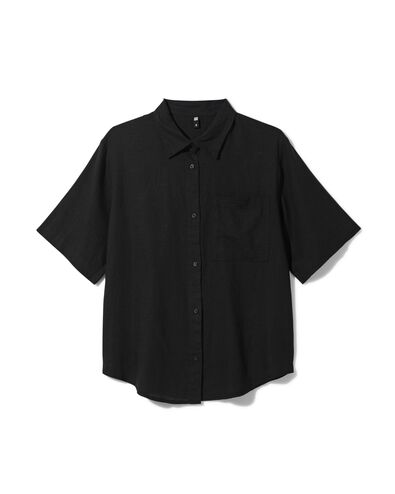 damesblouse Lizzy met linnen zwart zwart - 36279370BLACK - HEMA