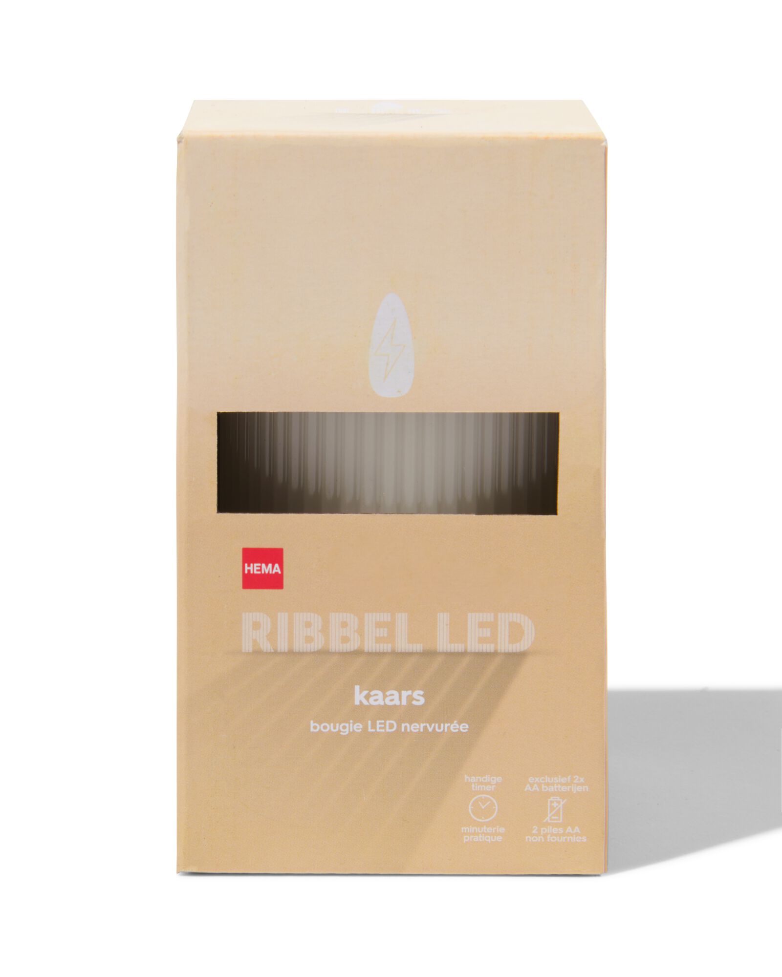 LED ribbel kaars met wax Ø7.5x12.5 ivoor - 13550060 - HEMA