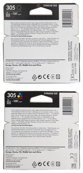 donker Koreaans calorie cartridge HP 305 zwart/kleur - 2 stuks - HEMA