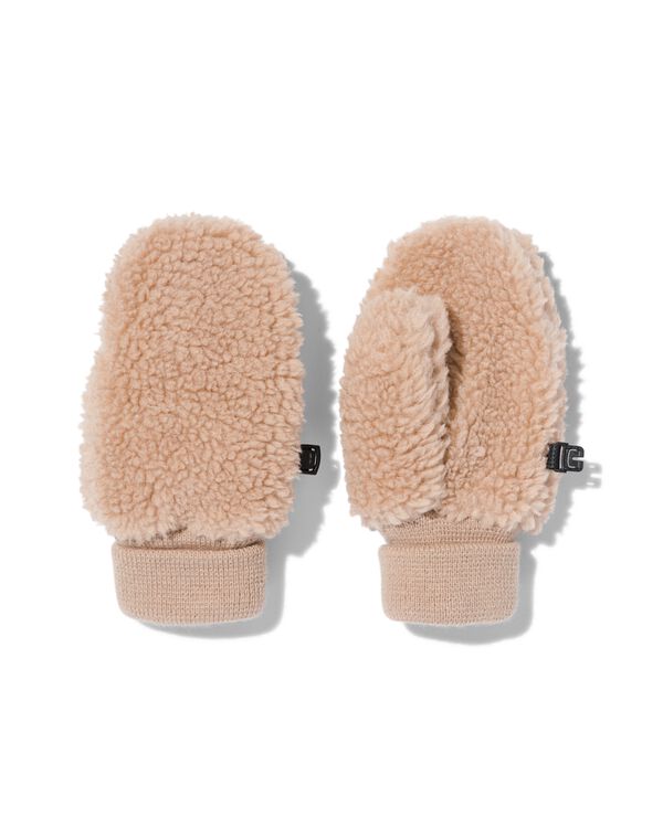 kinder wanten teddy beige beige - 16733630BEIGE - HEMA