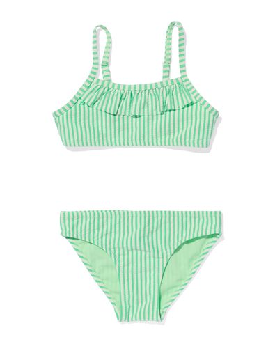 kinder bikini met strepen groen 110/116 - 22209612 - HEMA