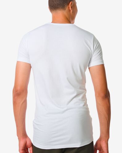 heren t-shirt slim fit o-hals extra lang bamboe wit wit - 1000016218 - HEMA