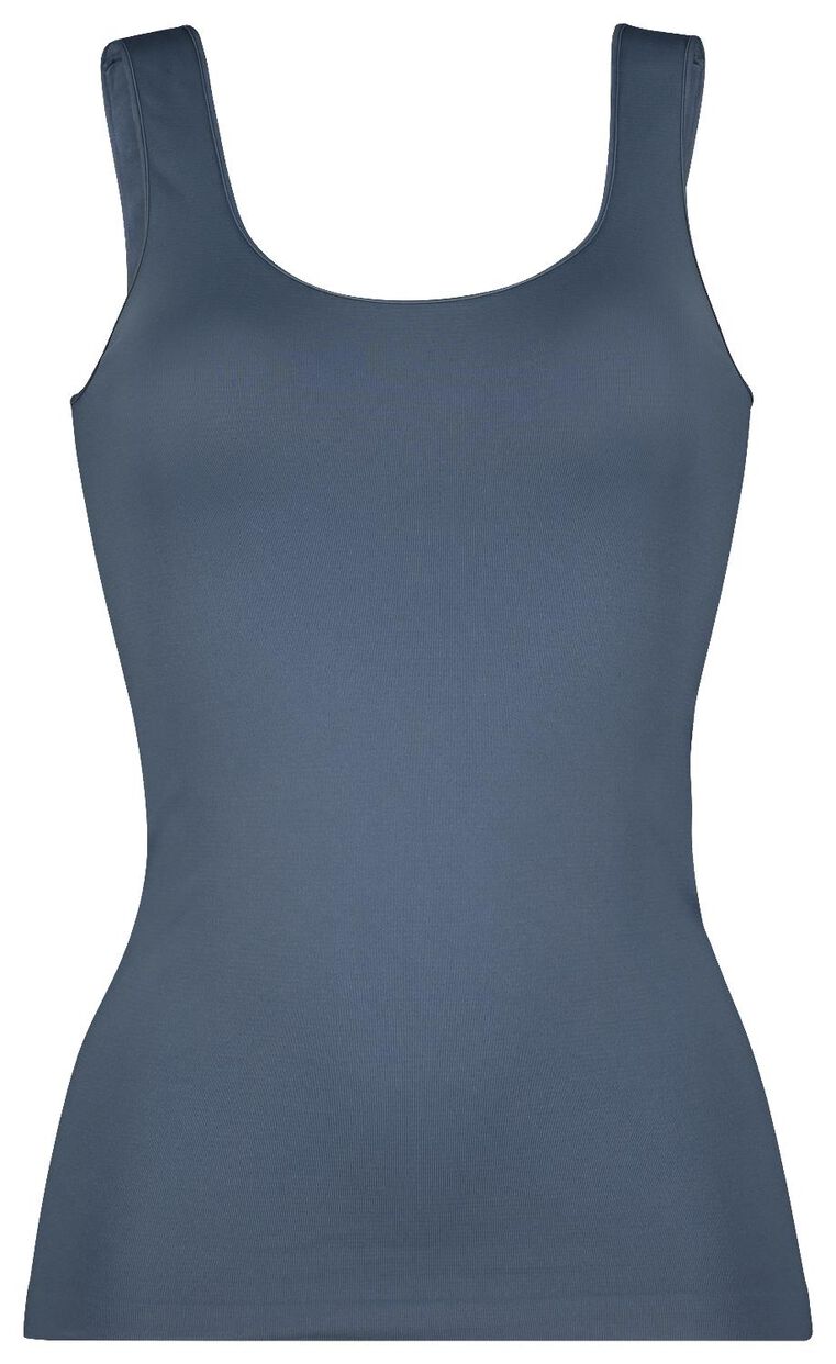 Specificiteit achterlijk persoon Schat dameshemd naadloos micro middenblauw - HEMA