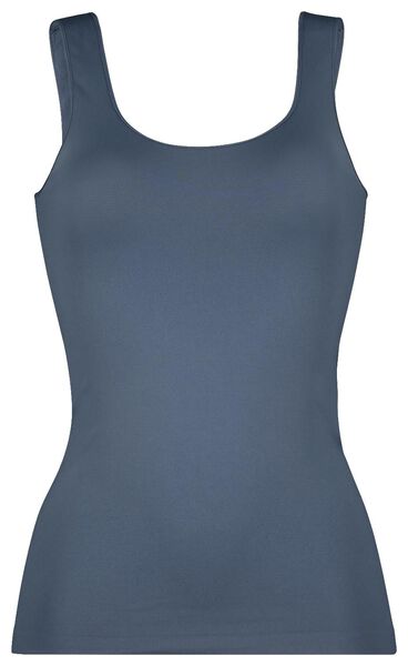 dameshemd naadloos micro middenblauw S - 19653731 - HEMA