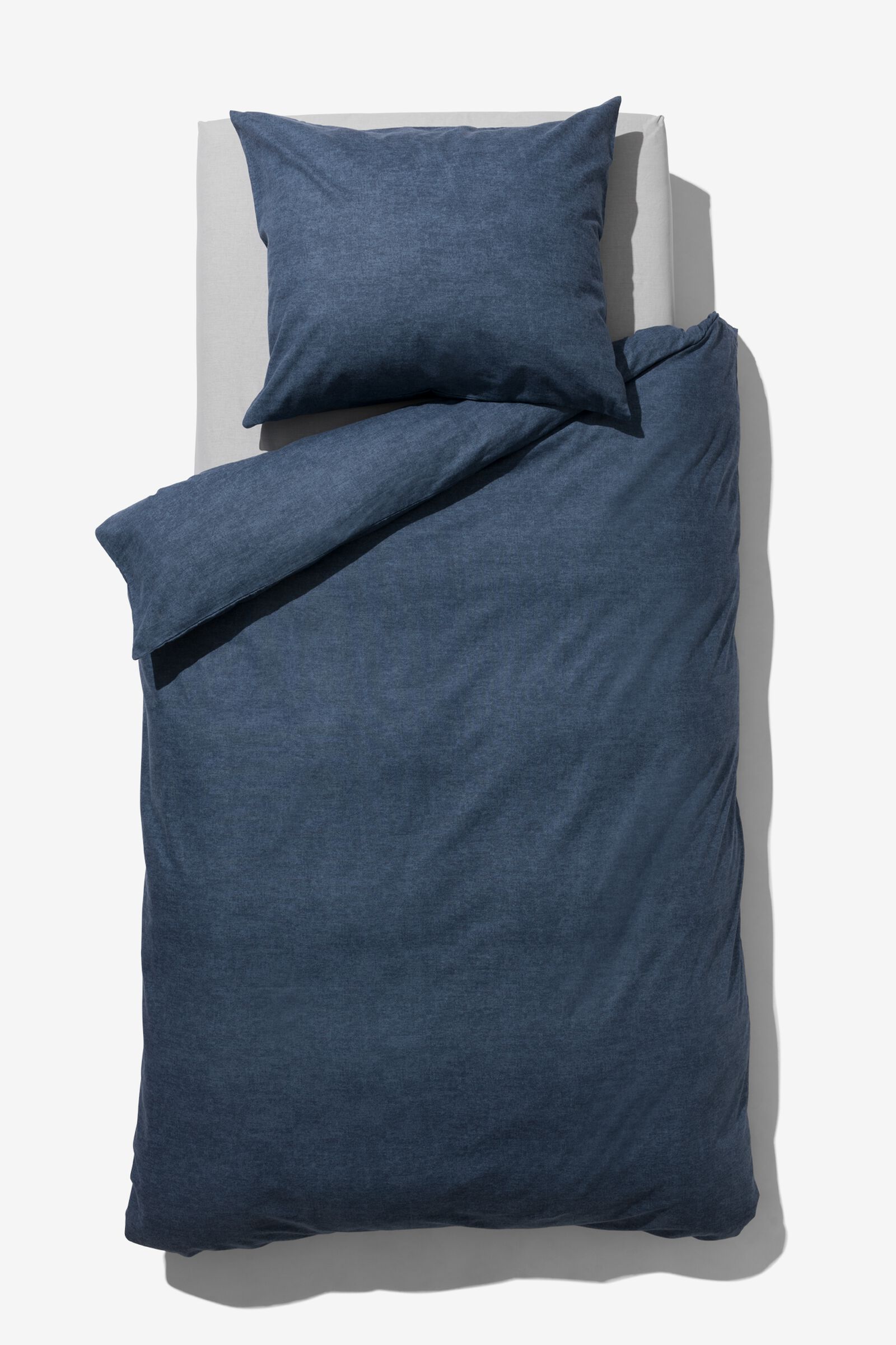 dekbedovertrek flanel melange blauw - 1000029771 - HEMA