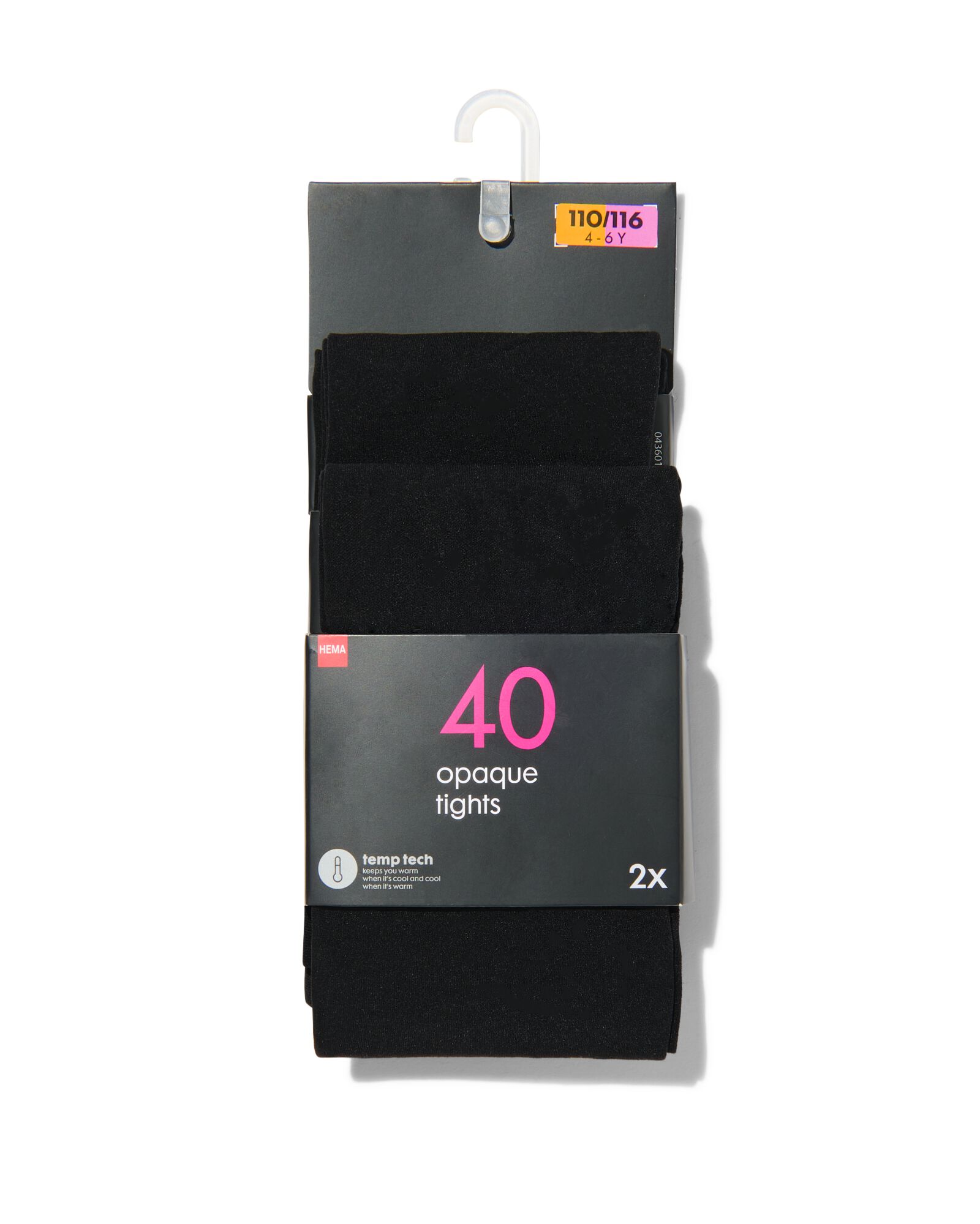kinder panty temptech 40denier - 2 stuks zwart zwart - 1000028959 - HEMA