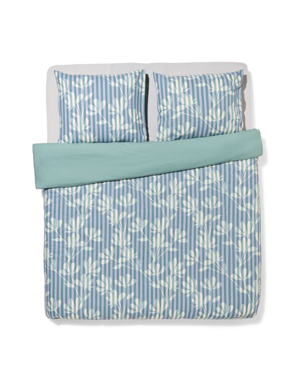 dekbedovertrek 240x200/220cm zacht katoen strepen groen-blauw - 5720206 - HEMA