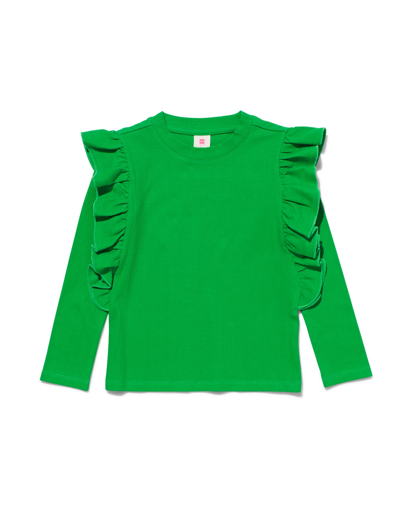 kinder t-shirt rib met ruffle groen 98/104 - 30807248 - HEMA