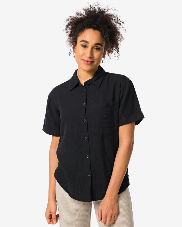 damesblouse Kai zwart zwart - 36356170BLACK - HEMA