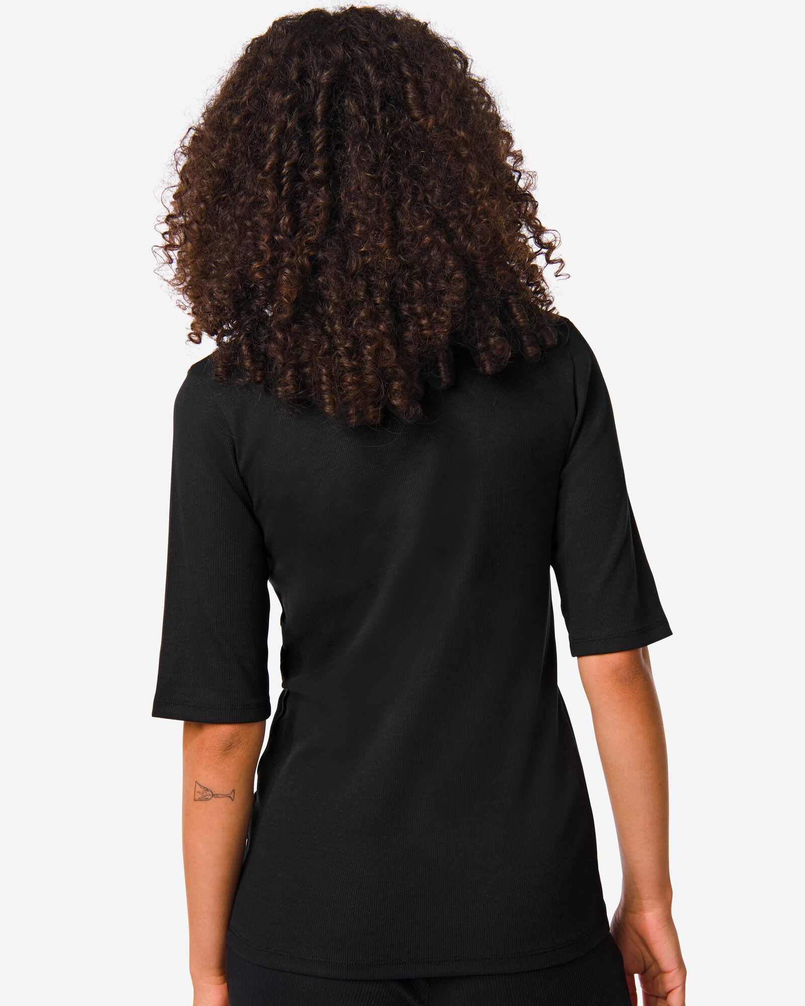dames polo shirt Clara rib  zwart zwart - 36287240BLACK - HEMA