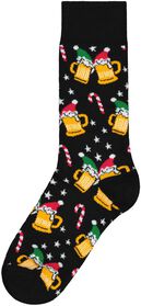 heren kerst sokken bier zwart zwart - 1000029372 - HEMA