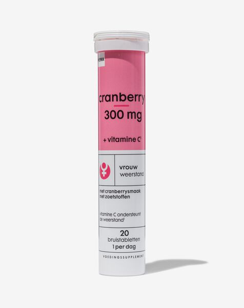 cranberry 300mg + vitamine C bruistabletten - 20 stuks - 11402203 - HEMA