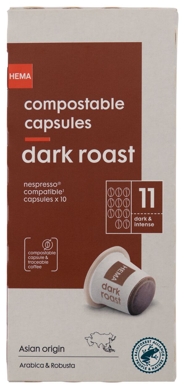 koffiecups dark roast - 10 stuks - 17180020 - HEMA