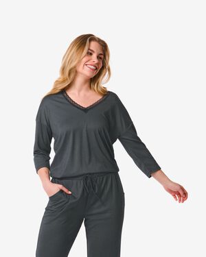 dames nachtshirt met viscose zwart zwart - 1000030236 - HEMA
