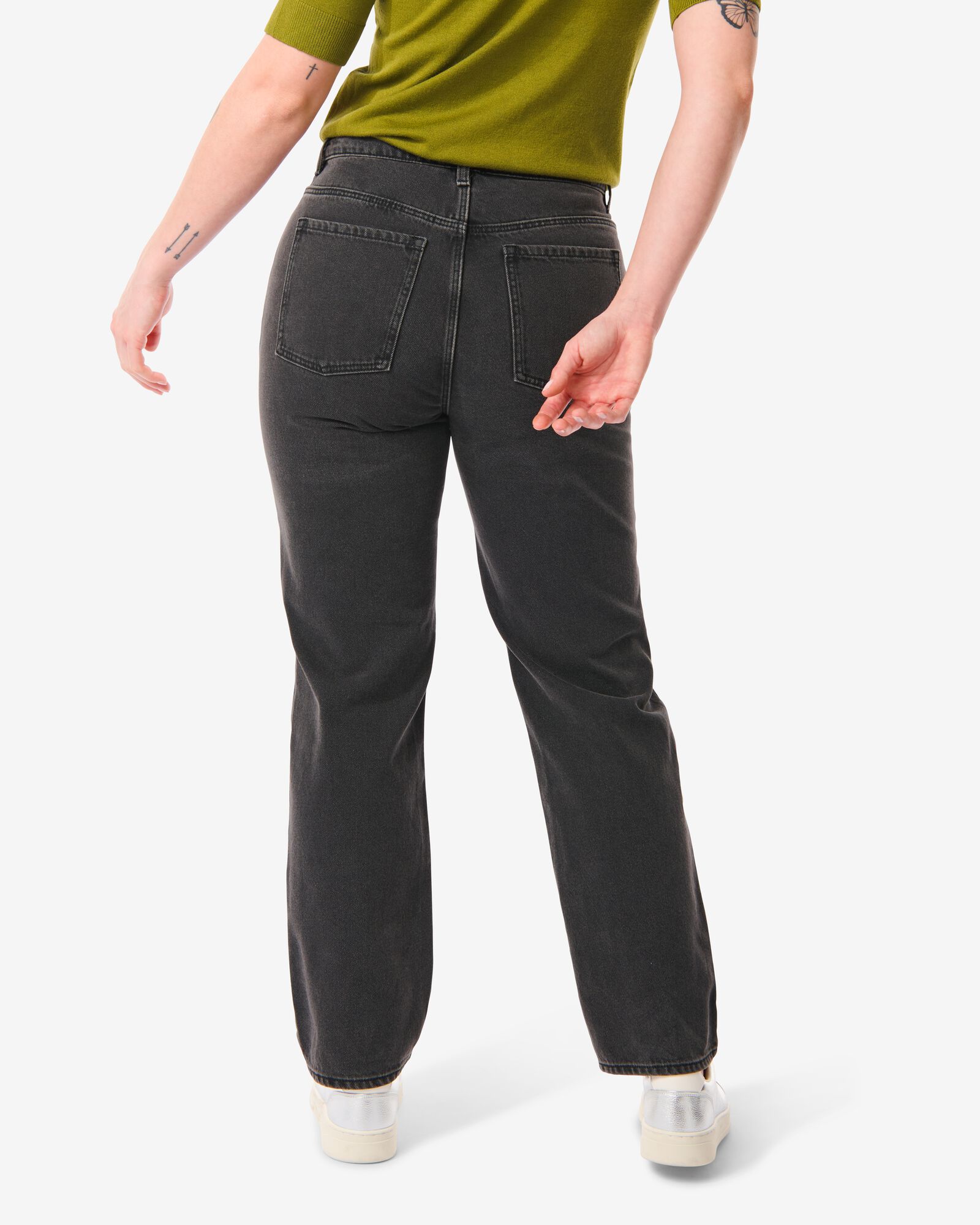 dames jeans straight fit donkergrijs 46 - 36319986 - HEMA
