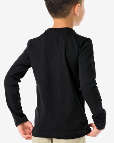 kinder basis t-shirts stretch katoen - 2 stuks zwart zwart - 30729334BLACK - HEMA