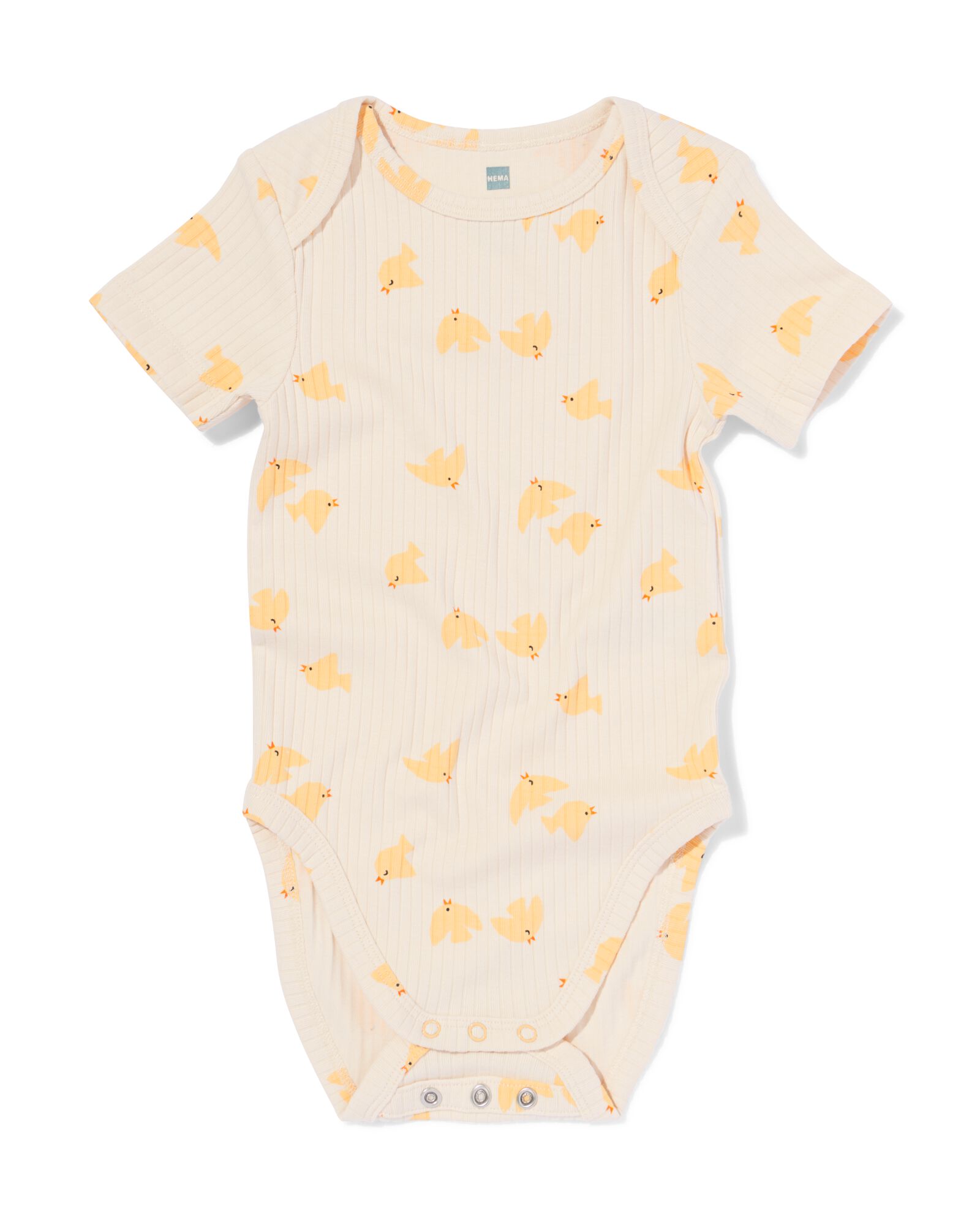meegroeiromper rib bamboe met stretch vogels geel geel - 33367340YELLOW - HEMA