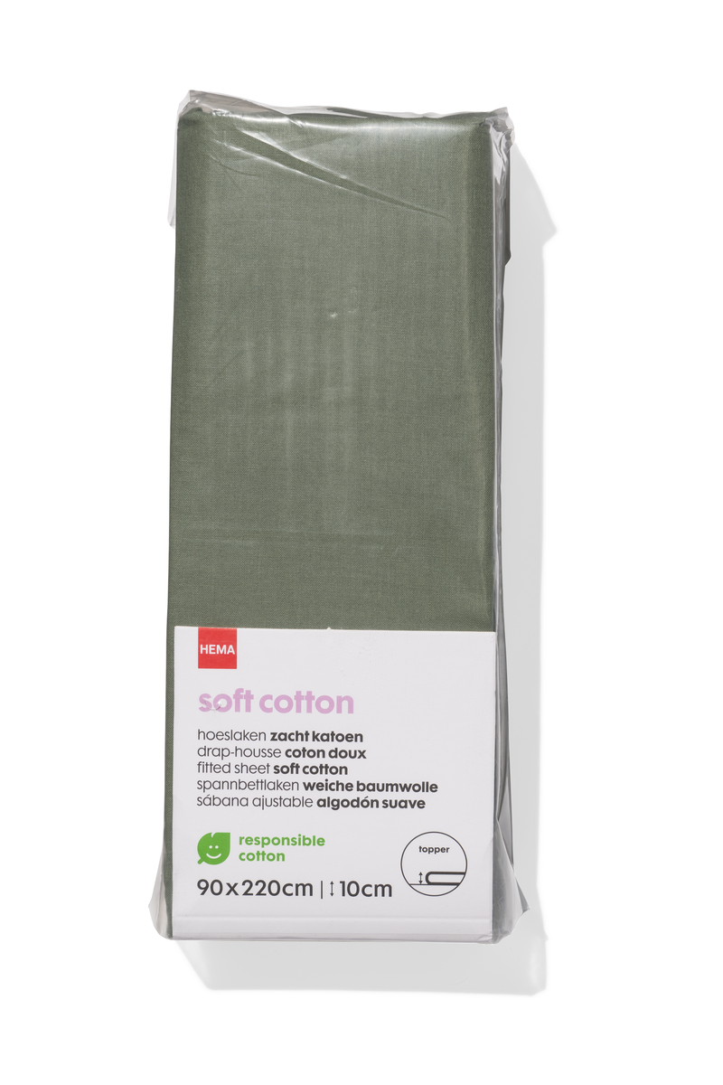 hoeslaken topmatras - zacht katoen groen groen - 1000030095 - HEMA