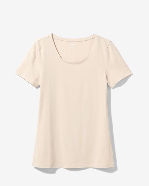 dames basic t-shirt zwart beige beige - 1000031199 - HEMA