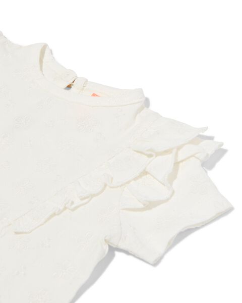 baby t-shirt met borduur en ruffles gebroken wit gebroken wit - 1000030708 - HEMA