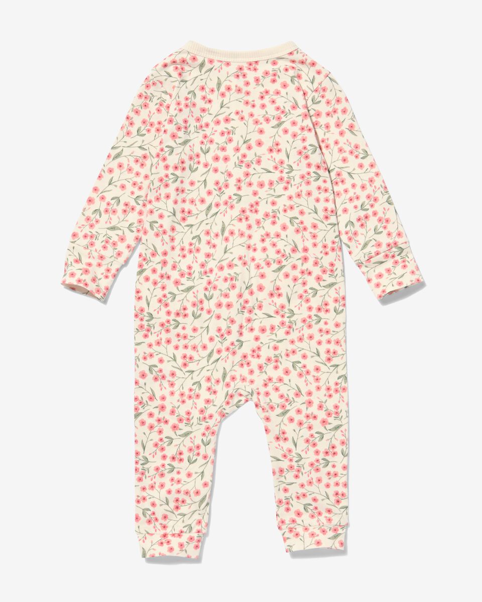 baby pyjama katoen bloemen gebroken wit 74/80 - 33390921 - HEMA