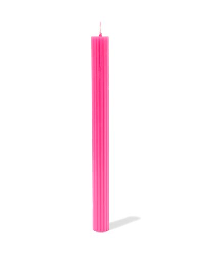 lange huishoudkaars met ribbels Ø2x24 fluor roze - 13502926 - HEMA