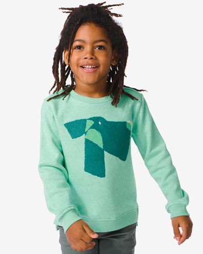 kindersweater met badstof hond groen 122/128 - 30778527 - HEMA