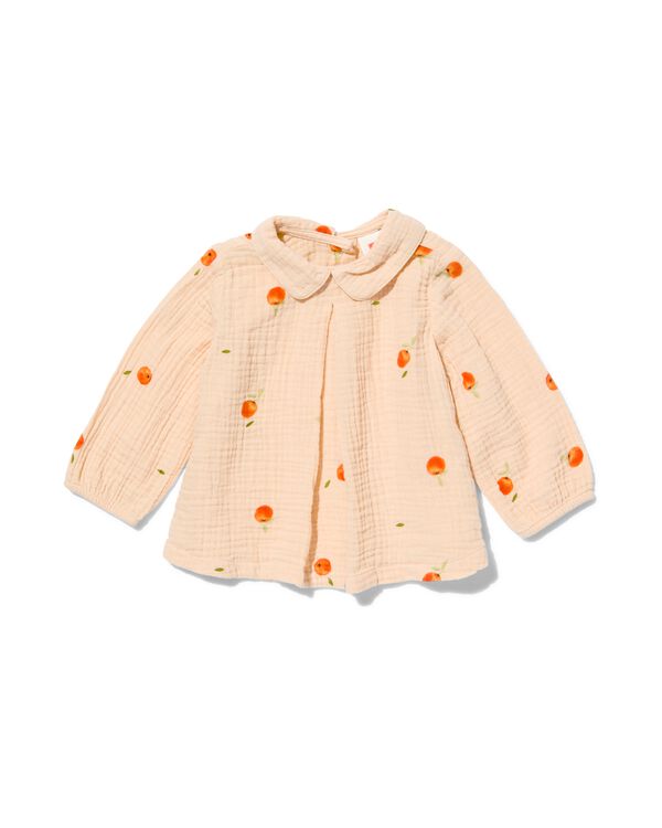newborn shirt mousseline sinaasappels zand zand - 1000031991 - HEMA