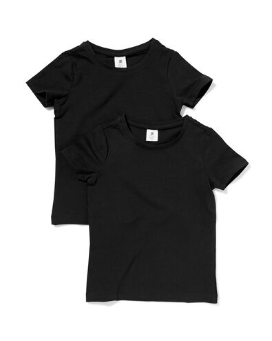 kinder t-shirts biologisch katoen - 2 stuks zwart 134/140 - 30835774 - HEMA