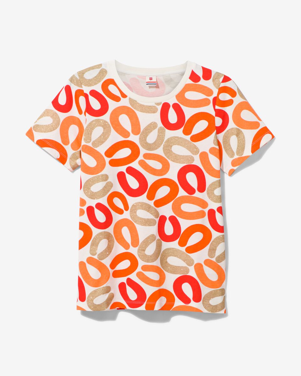 dames t-shirt met glitter rookworsten oranje oranje - 1000031182 - HEMA