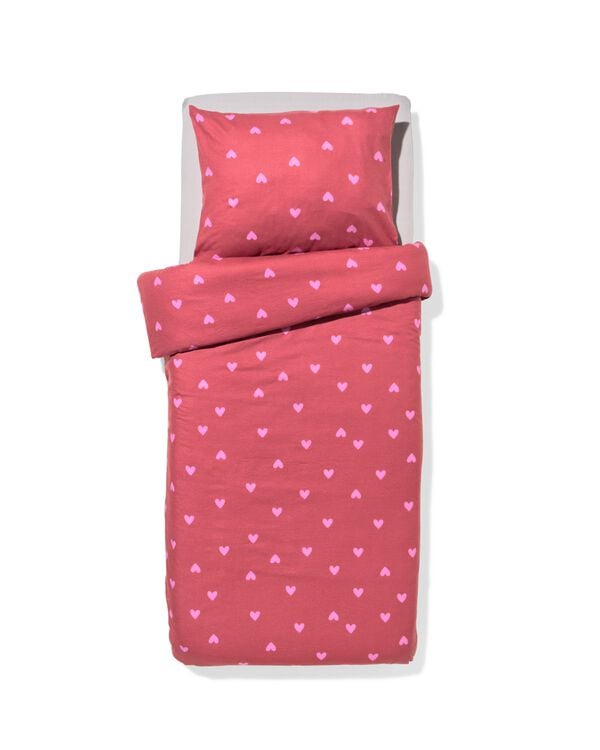 kinderdekbedovertrek 140x200cm flanel hartjes - 5700252 - HEMA