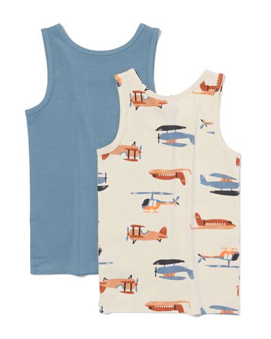kinderhemden katoen stretch vliegtuig - 2 stuks gebroken wit gebroken wit - 19230060OFFWHITE - HEMA