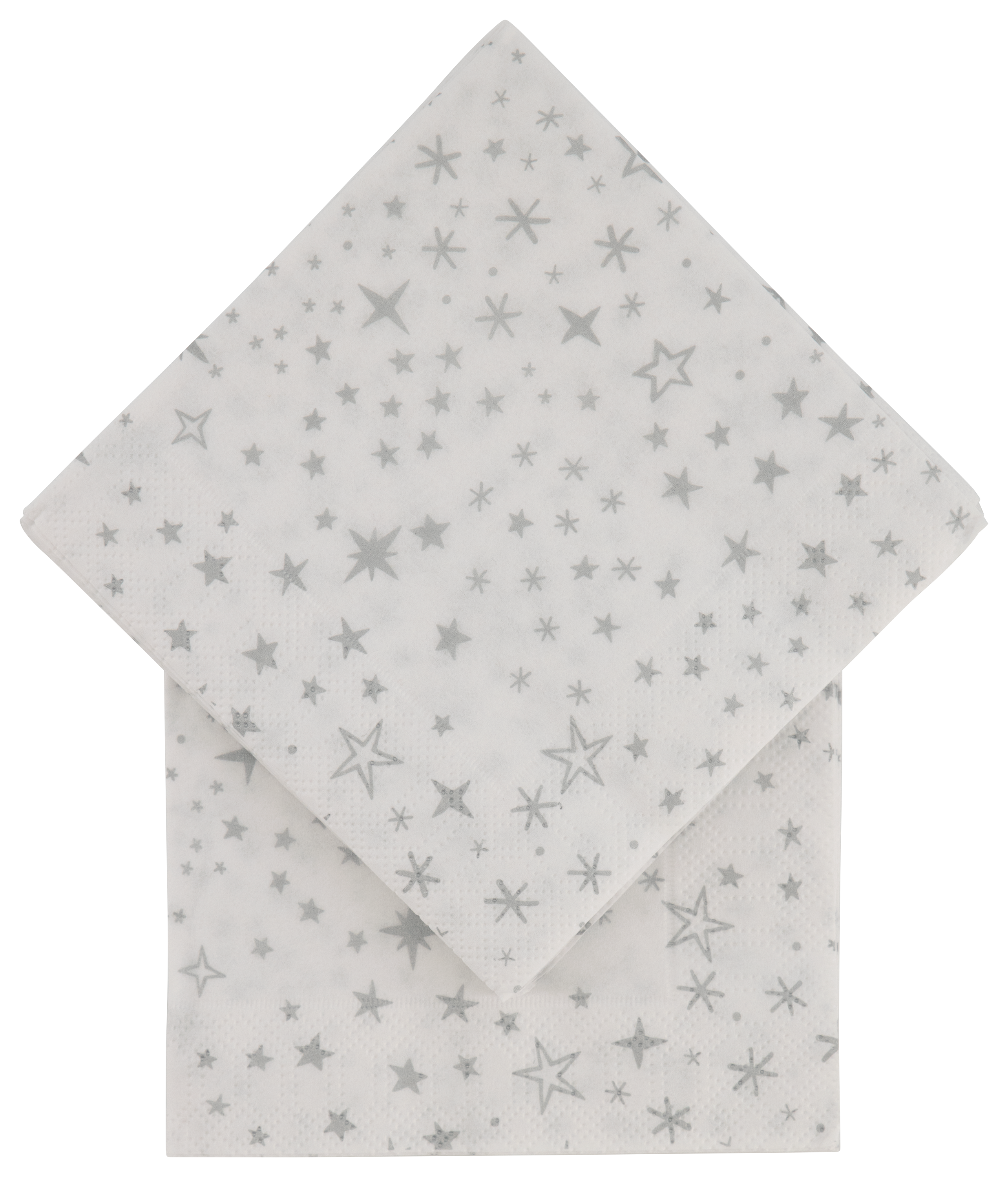 Meter Goederen Treble servetten papier 24x24 zilveren sterren - 20 stuks - HEMA