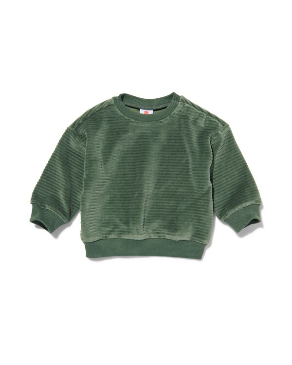 baby sweater rib velours groen groen - 33179340GREEN - HEMA