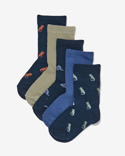 kinder sokken met katoen - 5 paar donkerblauw - 1000030131 - HEMA