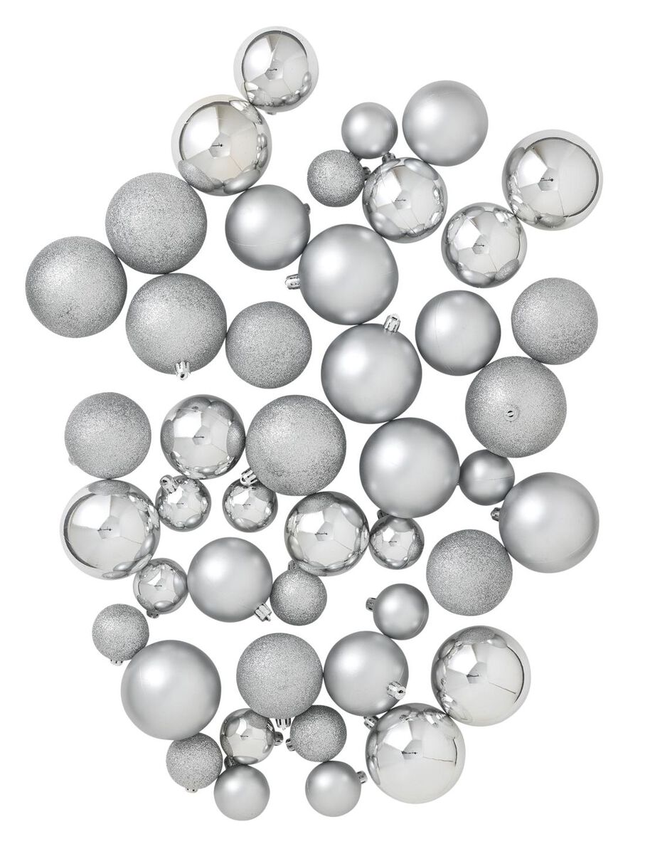kerstballen gerecycled plastic zilver - 44 stuks - 25100881 - HEMA