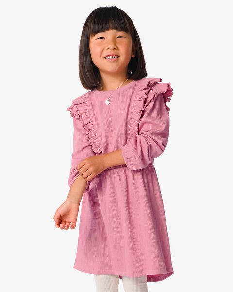 kinder jurk met ruffles oudroze oudroze - 1000031911 - HEMA