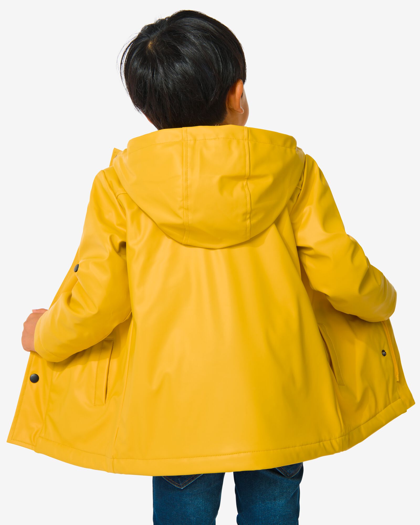 kinder jas PU met capuchon geel - 1000030032 - HEMA