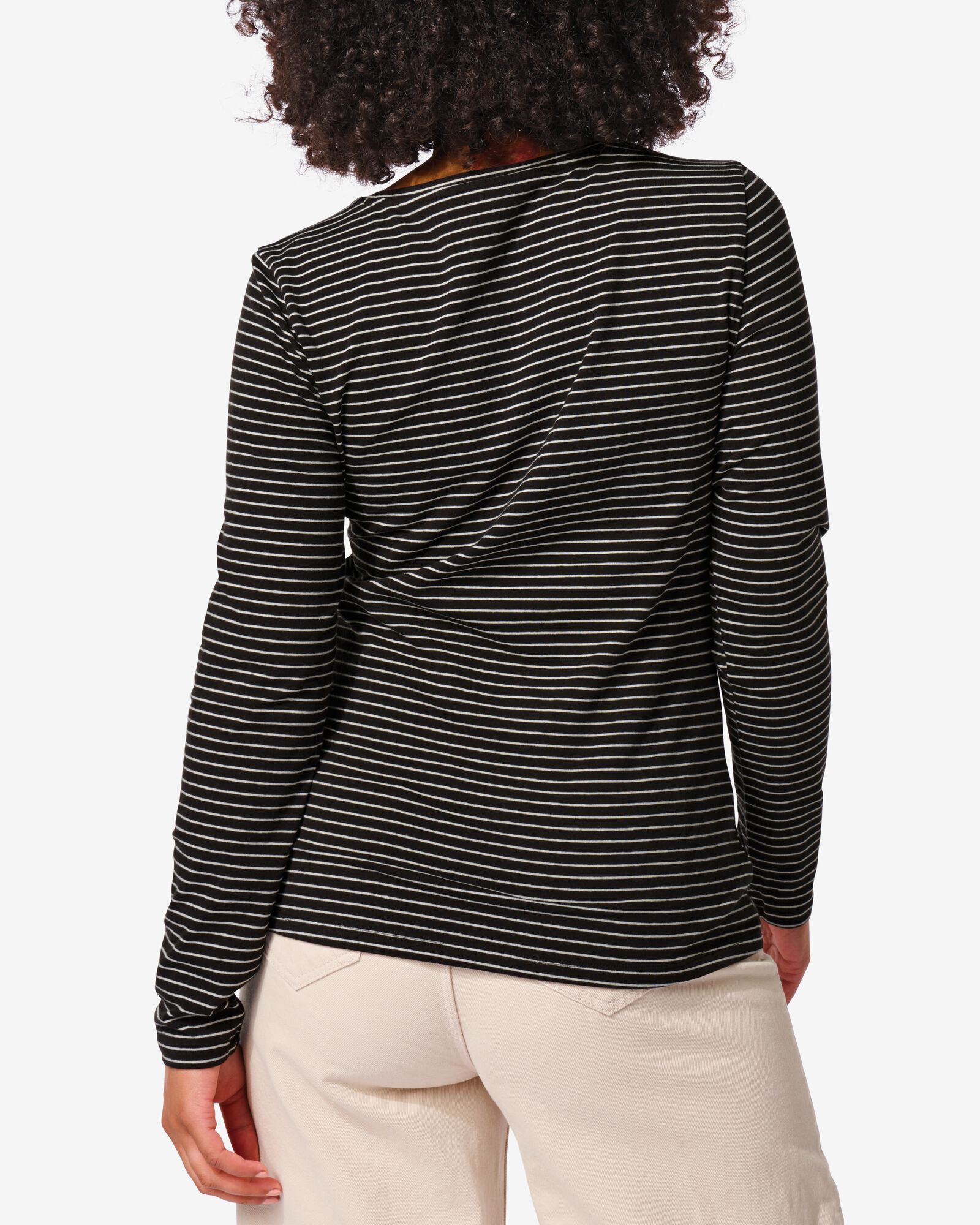 dames basis t-shirt zwart/wit zwart/wit - 36356845BLACKWHITE - HEMA