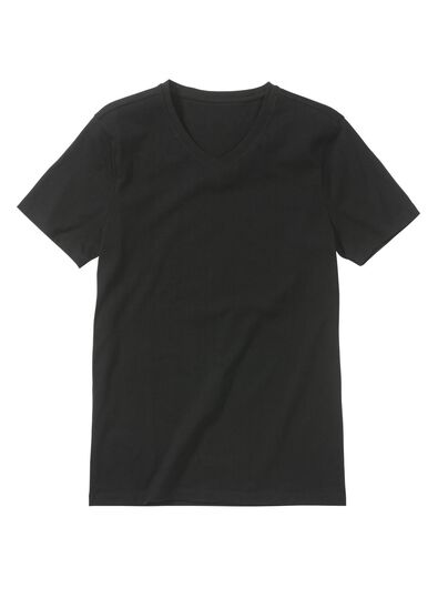heren t-shirt regular fit v-hals - 2 stuks zwart - 1000009972 - HEMA