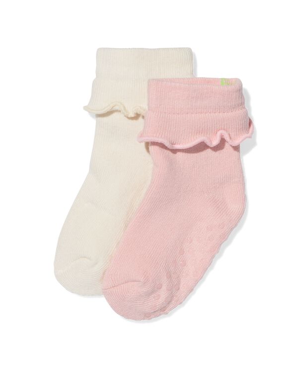 babysokken terry ruffle - 2 paar beige beige - 4700770BEIGE - HEMA