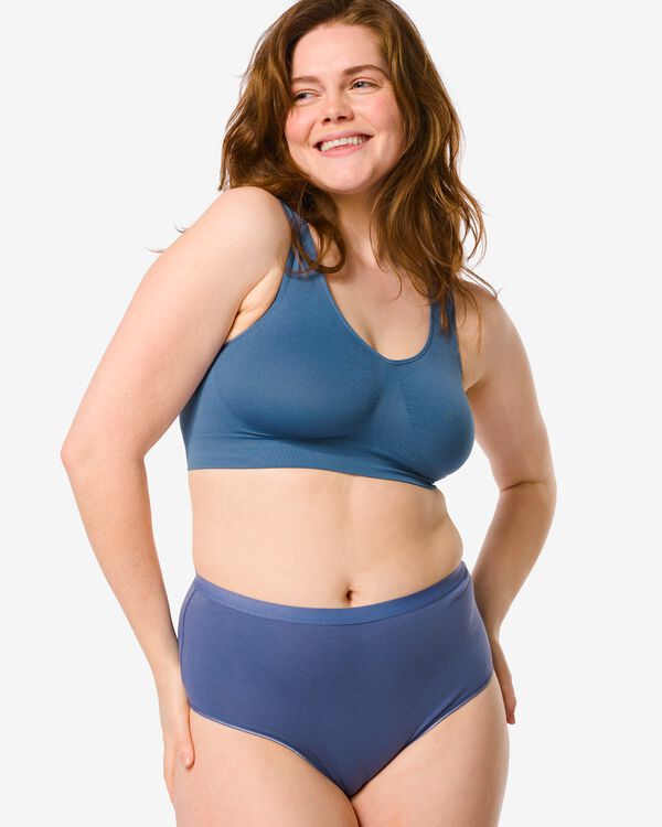 dames tailleslips stretch katoen - 2 stuks blauw blauw - 1000030339 - HEMA