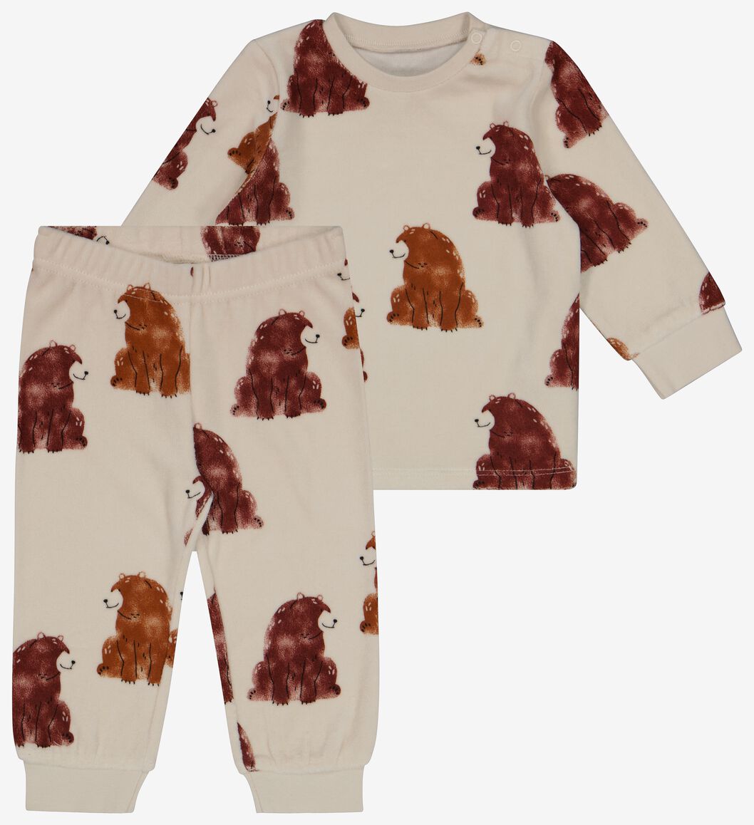 Schrijfmachine Wat mensen betreft Binnenshuis baby pyjama velvet beren wit - HEMA