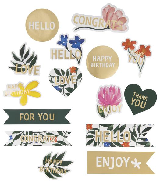 stickers bloemen 15 stuks - 14700454 - HEMA