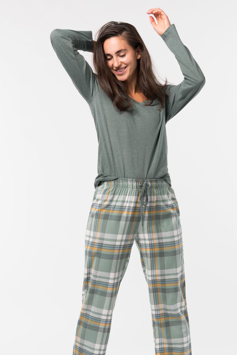 Stereotype pijnlijk Winderig dames pyjama jersey/flanel groen - HEMA
